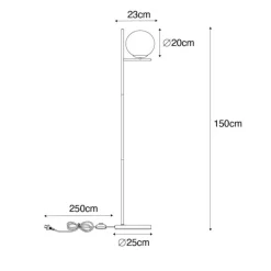 Art Deco vloerlamp zwart met glas smoke - Flore