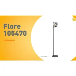 Art Deco vloerlamp zwart met glas smoke - Flore