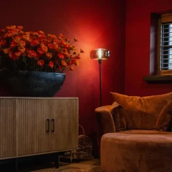 Art deco vloerlamp zwart met smoke glas - Bizle