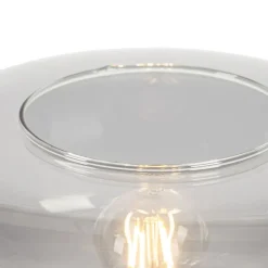 Art deco vloerlamp zwart met smoke glas - Bizle