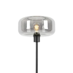 Art deco vloerlamp zwart met smoke glas - Bizle