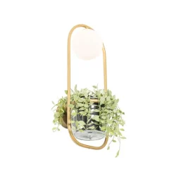 Art deco wandlamp goud met wit glas - Isabella