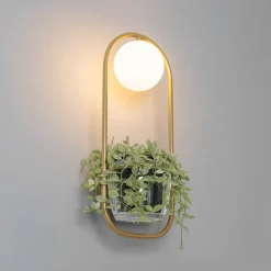 Art deco wandlamp goud met wit glas - Isabella