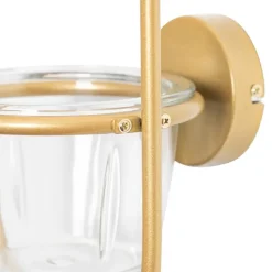 Art deco wandlamp goud met wit glas - Isabella