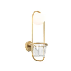 Art deco wandlamp goud met wit glas - Isabella