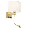 Art deco wandlamp goud met witte kap - Brescia
