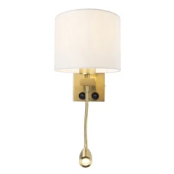 Art deco wandlamp goud met witte kap - Brescia
