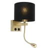 Art deco wandlamp goud met zwarte kap - Brescia