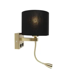 Art deco wandlamp goud met zwarte kap - Brescia