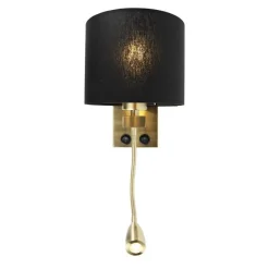 Art deco wandlamp goud met zwarte kap - Brescia