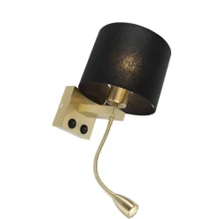 Art deco wandlamp goud met zwarte kap - Brescia