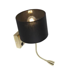 Art deco wandlamp goud met zwarte kap - Brescia