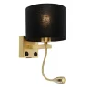 Art deco wandlamp goud met USB en zwarte kap - Brescia