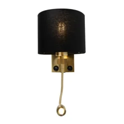 Art deco wandlamp goud met USB en zwarte kap - Brescia