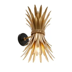 Art Deco wandlamp goud met zwart - Wesley