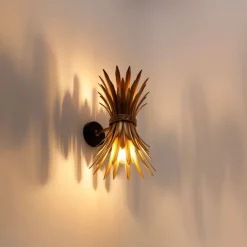 Art Deco wandlamp goud met zwart - Wesley