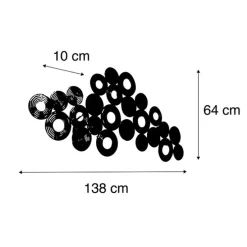 Art Deco wandlamp koper 138 cm - Circles