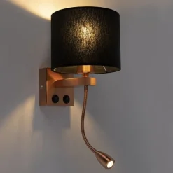 Art deco wandlamp koper met zwarte kap - Brescia