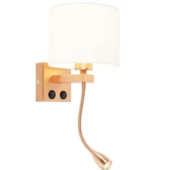 Art deco wandlamp koper met witte kap - Brescia