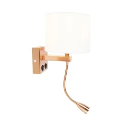 Art deco wandlamp koper met witte kap - Brescia