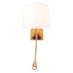 Art deco wandlamp koper met witte kap - Brescia