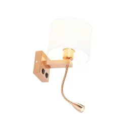 Art deco wandlamp koper met witte kap - Brescia