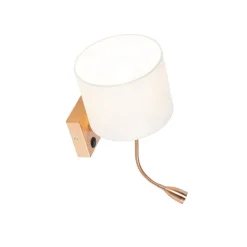 Art deco wandlamp koper met witte kap - Brescia