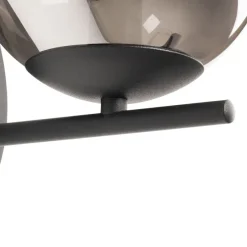 Art Deco wandlamp zwart en smoke glas - Flore