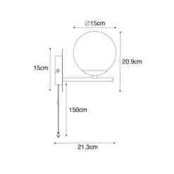 Art Deco wandlamp zwart en smoke glas - Flore
