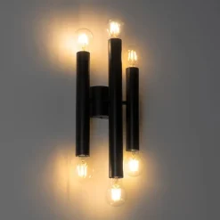Art Deco wandlamp zwart 6-lichts - Tubi