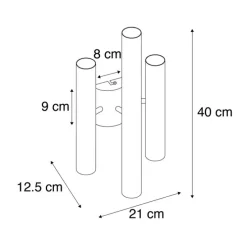 Art Deco wandlamp zwart 6-lichts - Tubi
