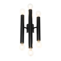 Art Deco wandlamp zwart 6-lichts - Tubi