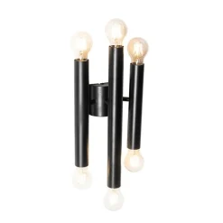 Art Deco wandlamp zwart 6-lichts - Tubi
