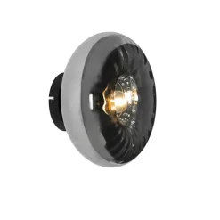 Art Deco wandlamp zwart met smoke glas - Ayesha