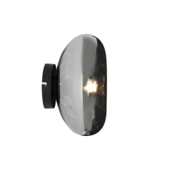 Art Deco wandlamp zwart met smoke glas - Ayesha