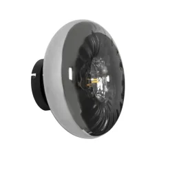 Art Deco wandlamp zwart met smoke glas - Ayesha