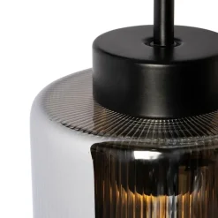 Art Deco wandlamp zwart met smoke glas - Laura