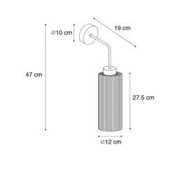 Art Deco wandlamp zwart met smoke glas - Laura