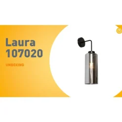 Art Deco wandlamp zwart met smoke glas - Laura