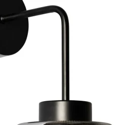 Art Deco wandlamp zwart met smoke glas - Laura