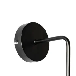 Art Deco wandlamp zwart met smoke glas - Laura