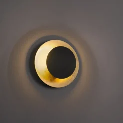 Art Deco wandlamp zwart met goud - Emilienne