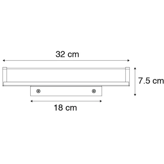 Badkamer wandlamp staal 32 cm incl. LED IP44 - Cascada