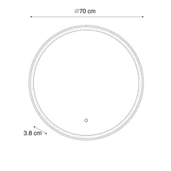 Badkamerspiegel goud 70 cm incl. LED met touch dimmer - Miral