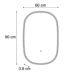 Badkamerspiegel zwart incl. LED met touch dimmer ovaal - Miral