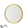 Badkamerspiegel zwart met goud incl. LED en touch dimmer - Pim