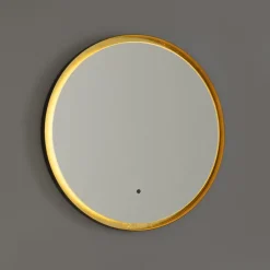 Badkamerspiegel zwart met goud incl. LED en touch dimmer - Pim