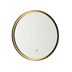 Badkamerspiegel zwart met goud incl. LED en touch dimmer - Pim