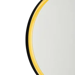 Badkamerspiegel zwart met goud incl. LED en touch dimmer - Pim