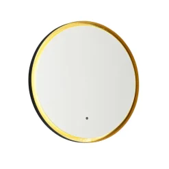 Badkamerspiegel zwart met goud incl. LED en touch dimmer - Pim